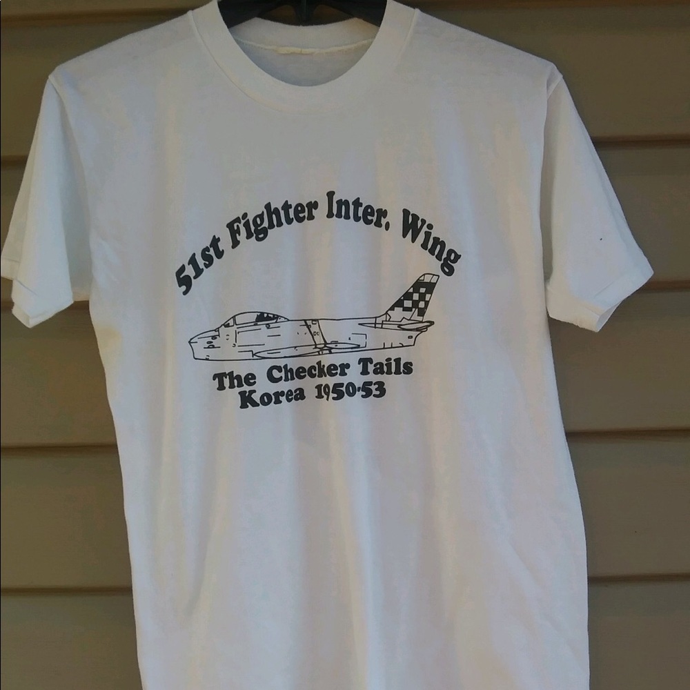 Vintage 51st Fighter Checker Tails Korean War Tee